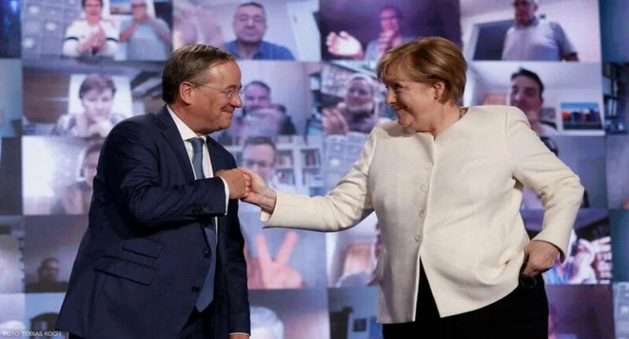 Candidato Conservador Armin Laschet E Chanceler Da Alemanha, Angela Merkel,Foto,Reprodução,Redes Sociais
