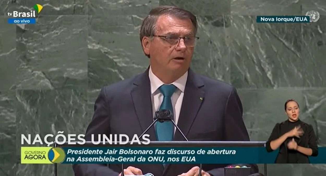 O Presidente Jair Bolsonaro Foi O Primeiro Chefe De Estado A Falar Na Assembleia Geral Da ONU, Foto, Reprodução,TV Brasil