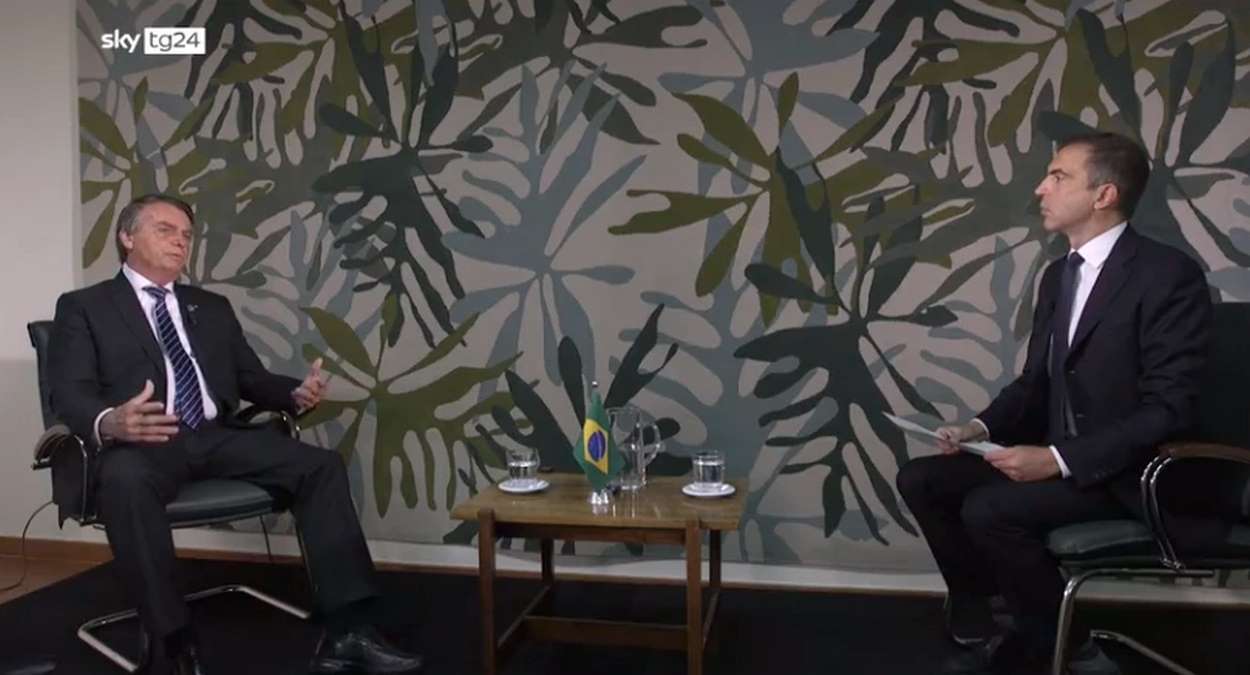 Presidente Jair Bolsonaro Concedeu Entrevista A Uma Emissora Italiana Foto,Reprodução Sky TG24