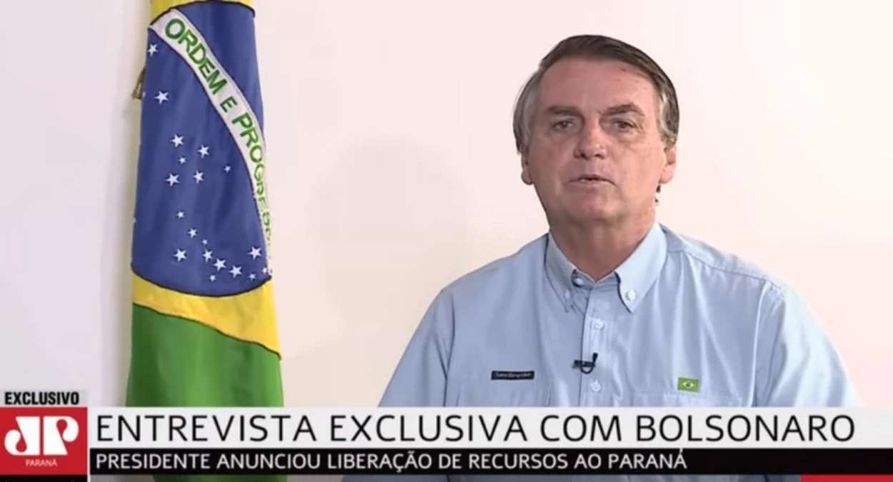Presidente Jair Bolsonaro Durante Entrevista à Jovem Pan Foto, Reprodução,Print De Vídeo Da Jovem Pan Paraná