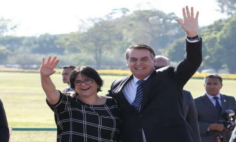 Ministra Damares Alves E O Presidente Jair Bolsonaro Foto, Marcos Corrêa,PR