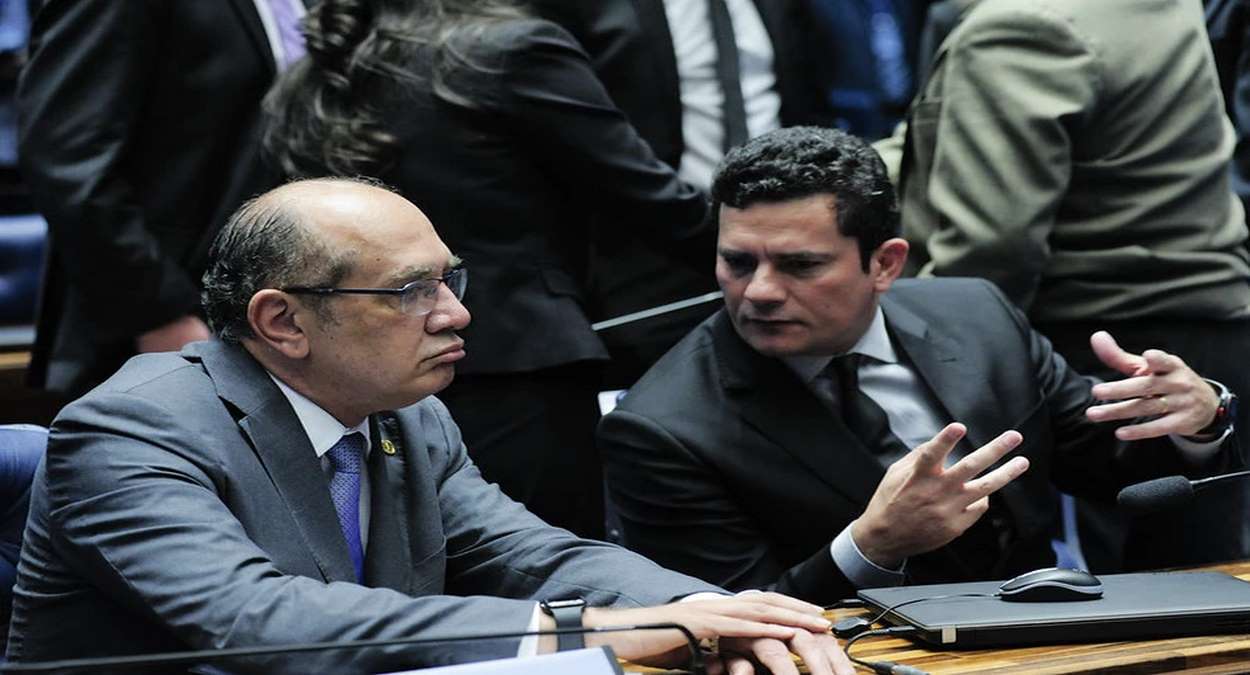 Ministro Gilmar Mendes E Ex Juiz Sergio Moro Foto,Agência Senado,Geraldo Magela