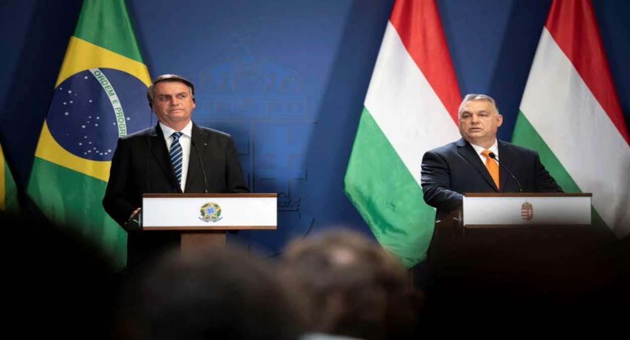 Presidente Jair Bolsonaro Ao Lado Do Primeiro Ministro Da Hungria Viktor Orbán Foto,EFE,EPA,Vivien Cher Benko