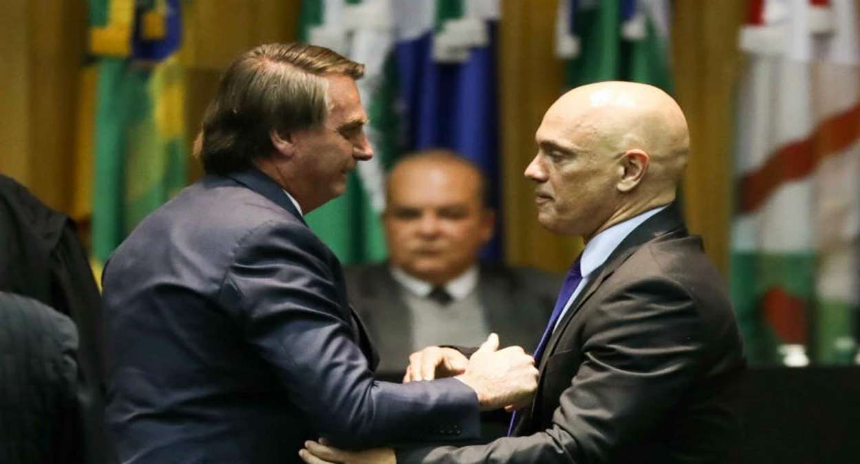 Presidente Jair Bolsonaro Cumprimenta O Ministro Alexandre De Moraes Foto,Wilton Junior,Estadão Conteúdo