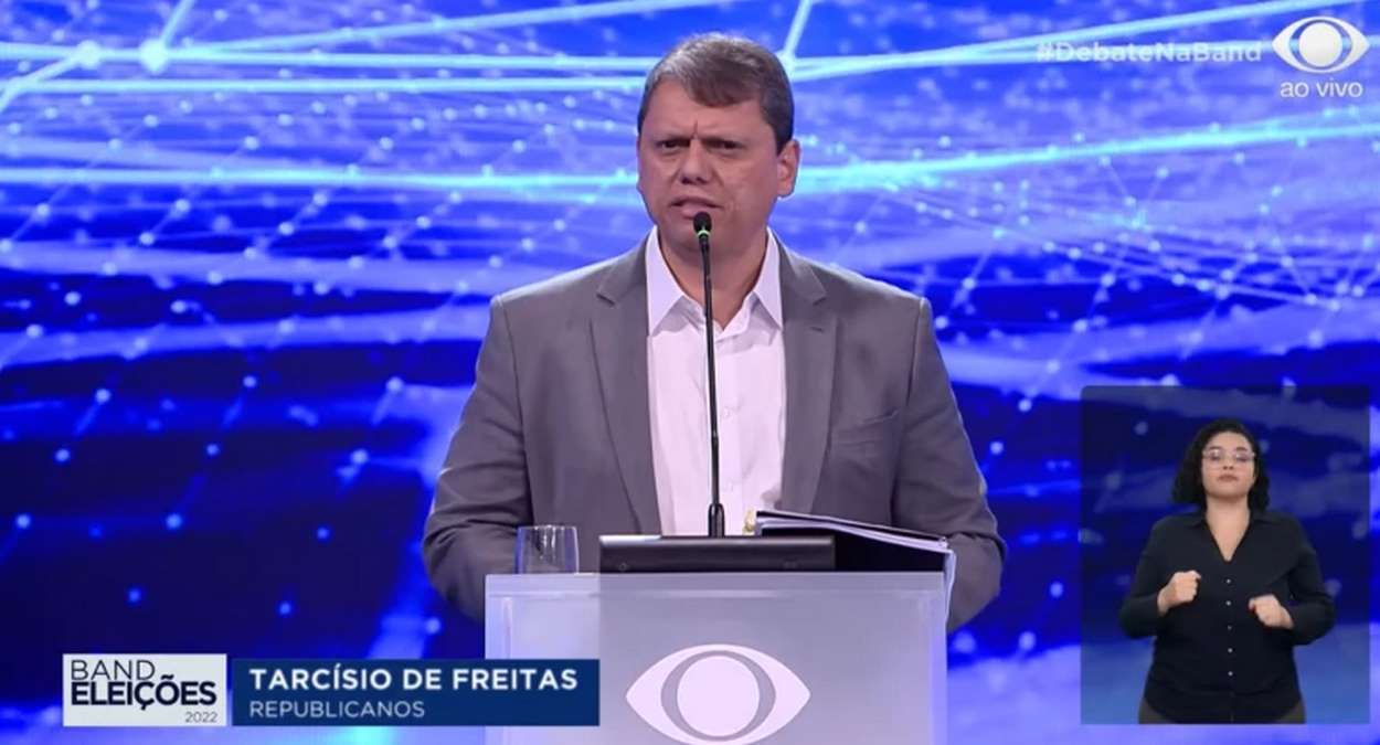Tarcísio De Freitas Durante O Debate Eleitoral Foto, Reprodução,Print Da TV Band