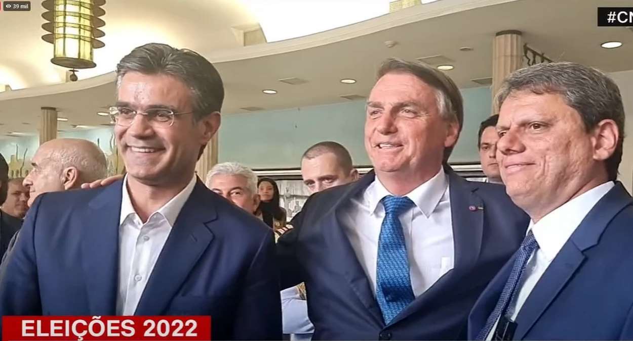 Garcia, Bolsonaro E Tarcísio Em Coletiva Foto,Reprodução,CNN Brasil