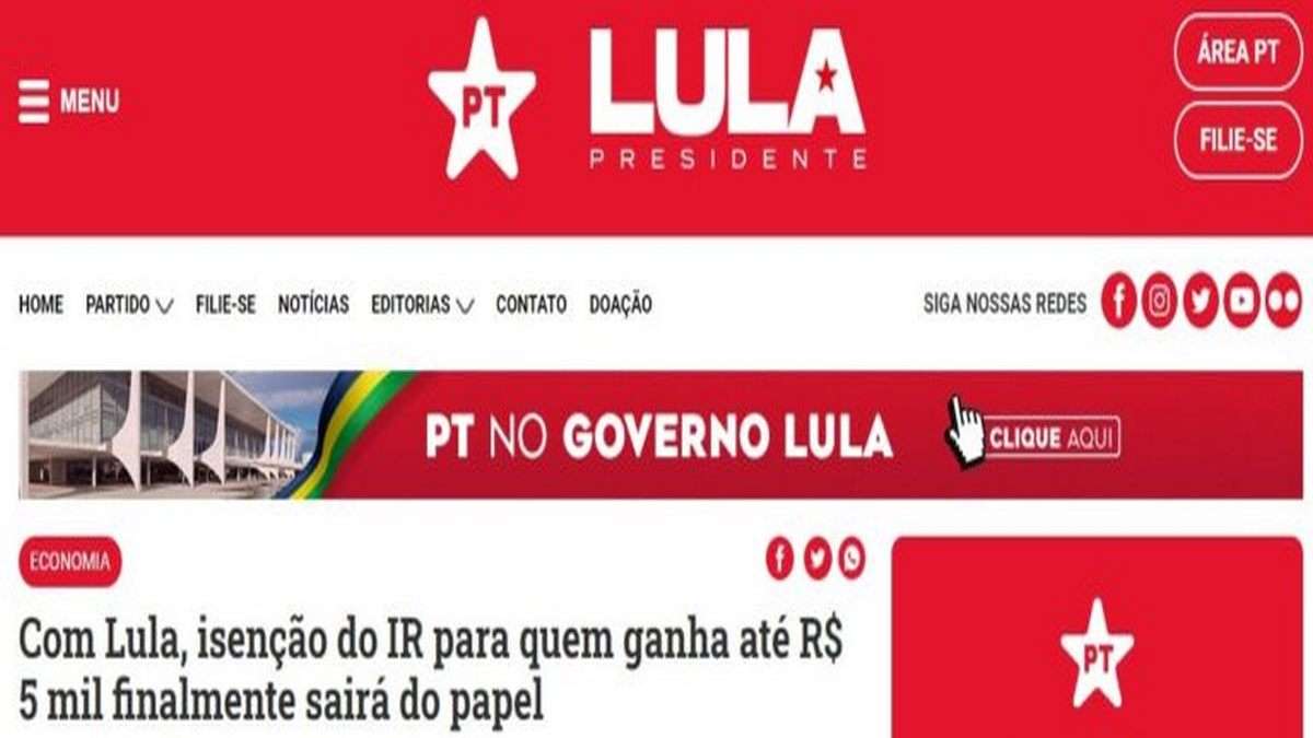 Isenção Do Imposto De Renda Foi Uma Promessa De Campanha De Lula