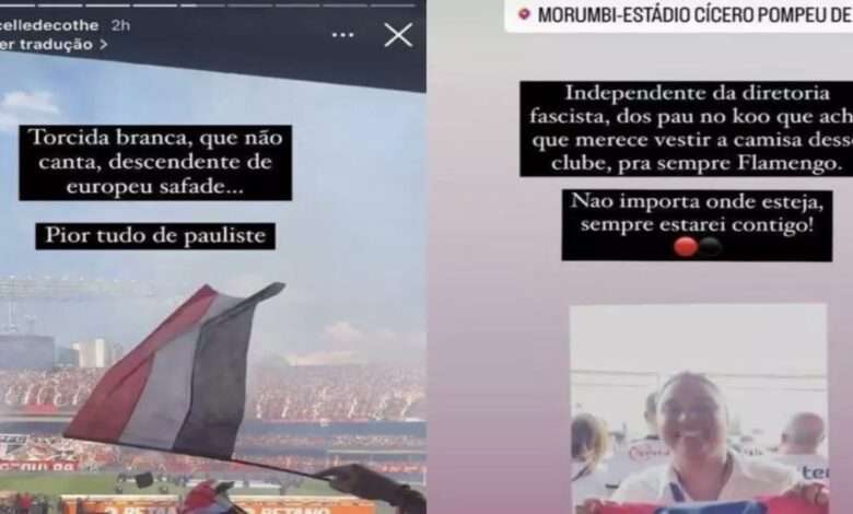 Postagens De Marcelle Decothé Atacando Torcida Do São Paulo No Morumbi E Acusaram Diretoria Do Flamengo De Fascista